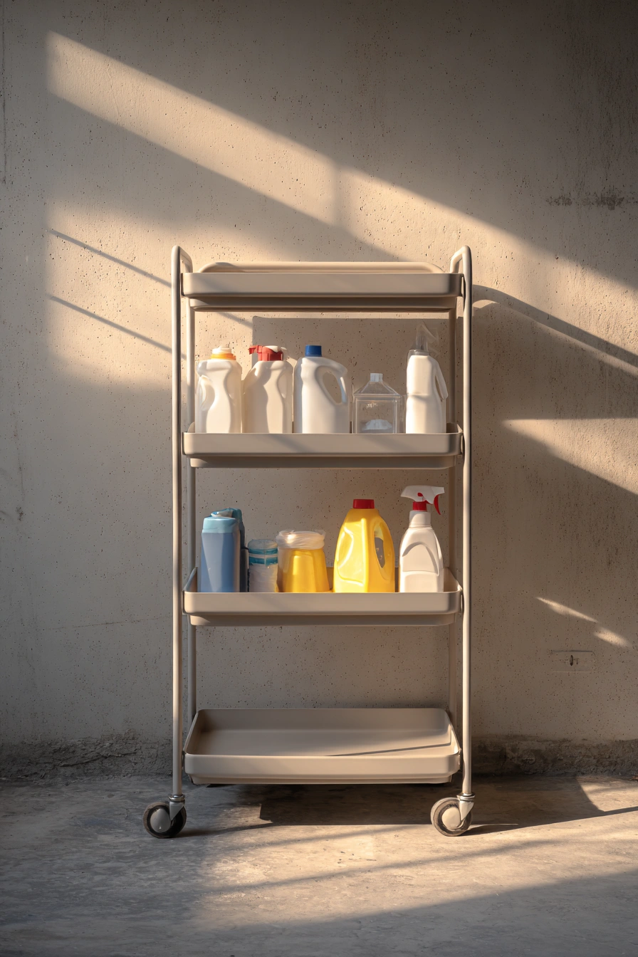 Minimal Basement Laundry Storage