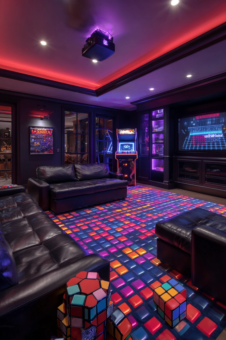 Futuristic Basement Gaming Lounge