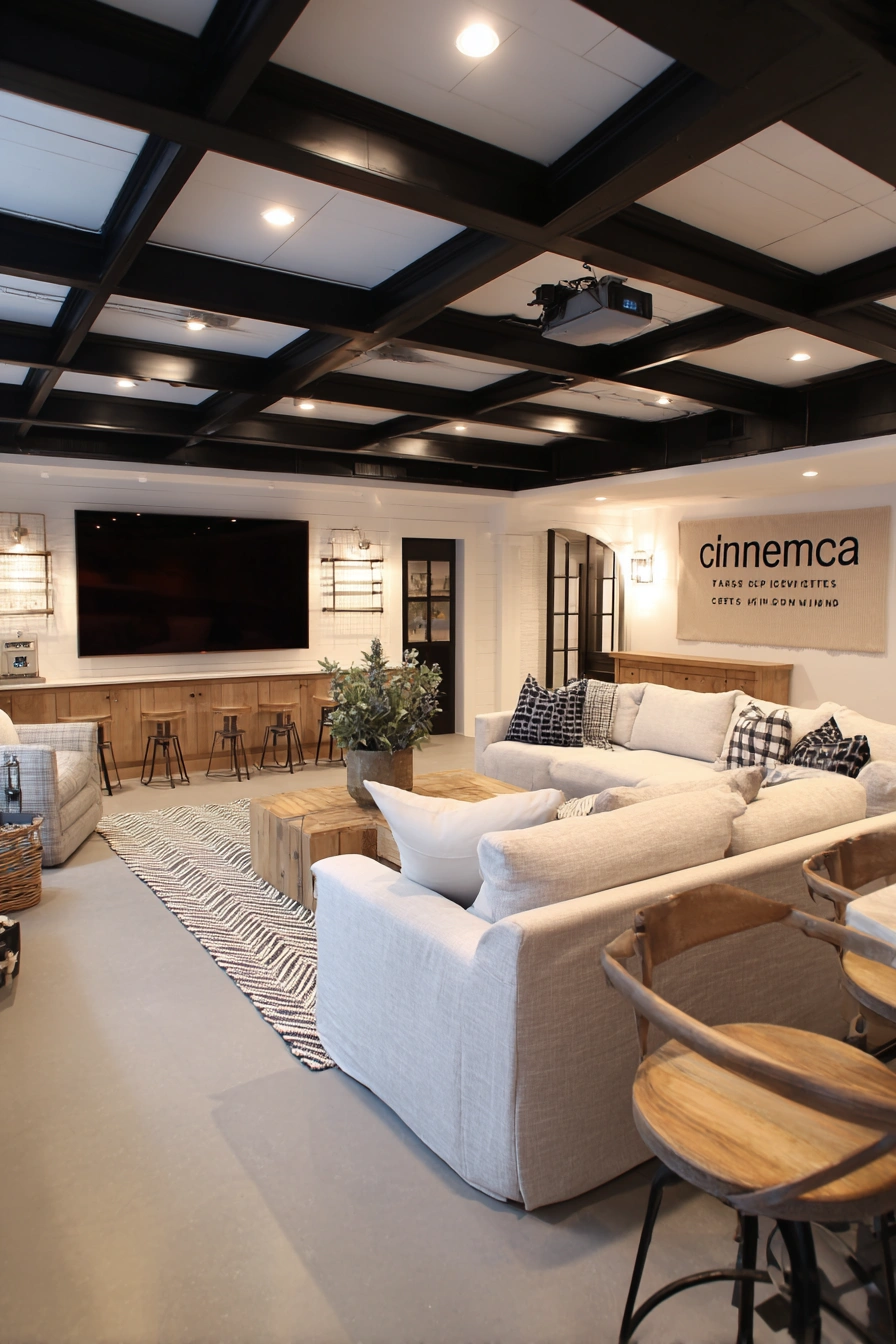 Modern Basement Cinema Lounge