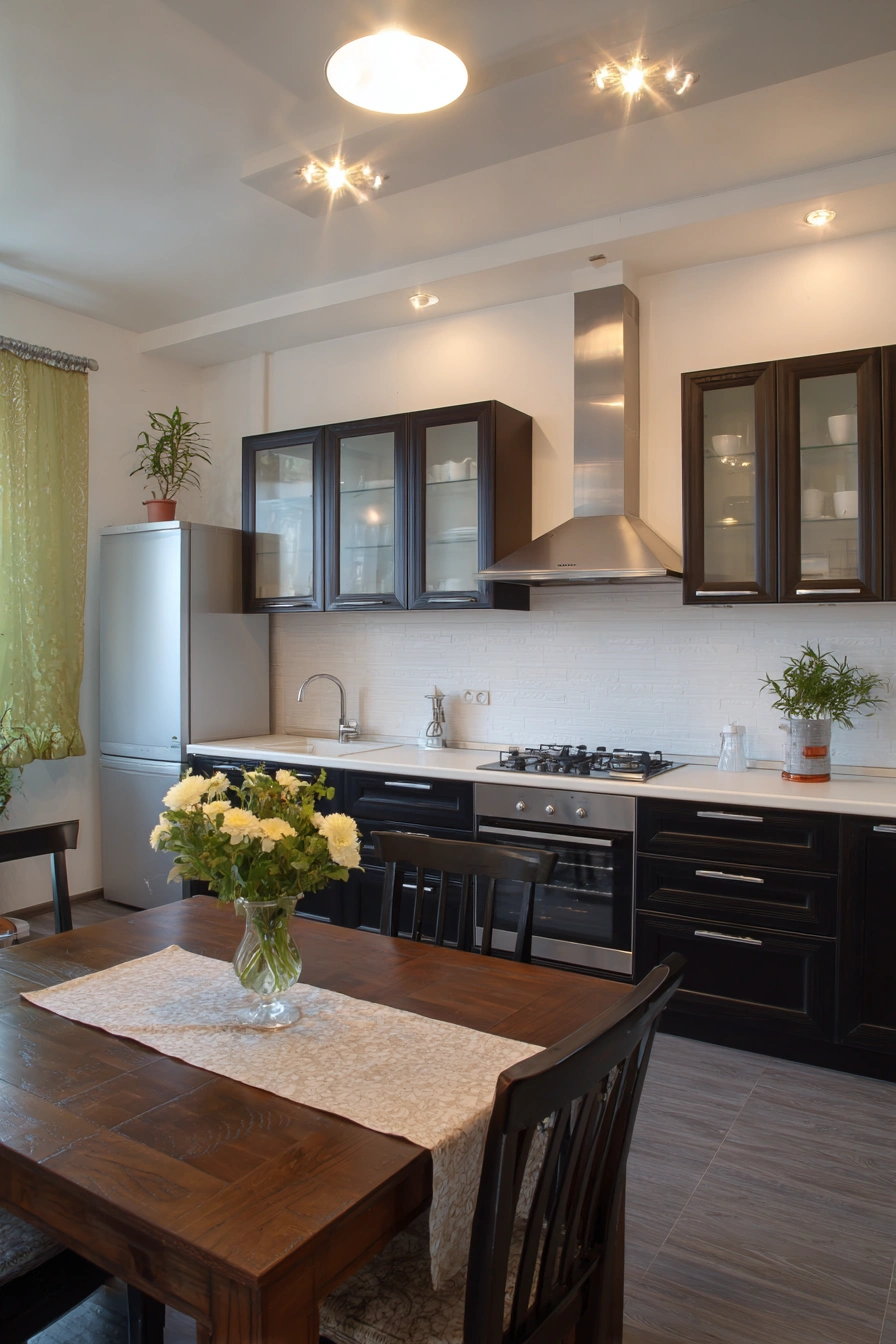 Dark Wood Kitchen Contrast