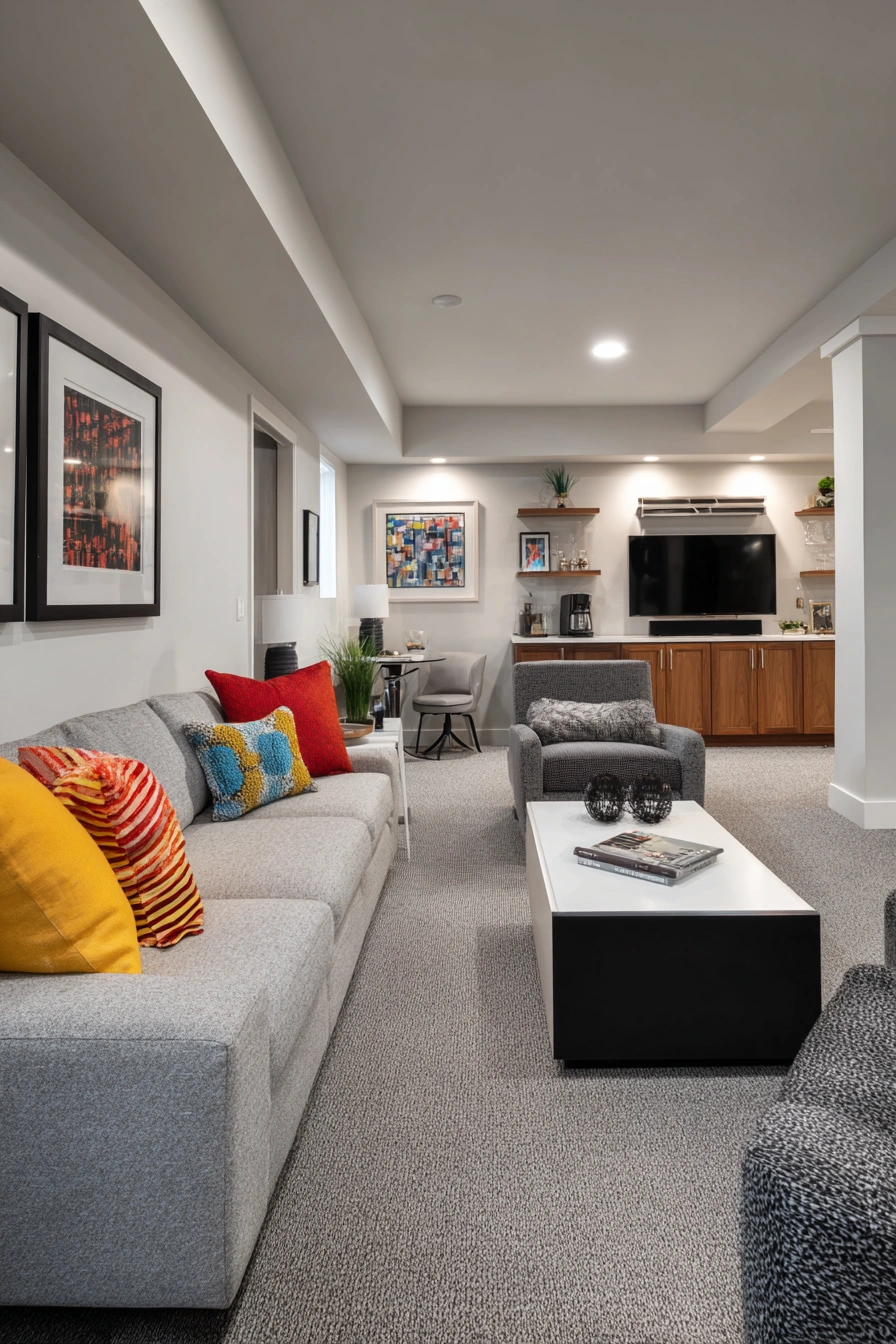 Modern Basement Lounge Comfort