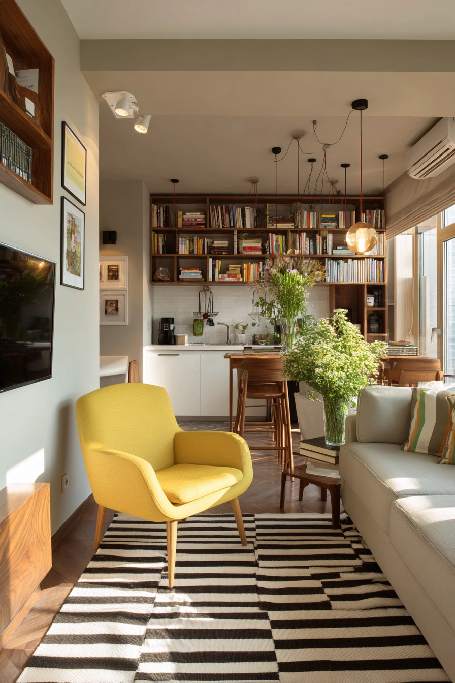 Sunlit Modern Living with Warm Accents