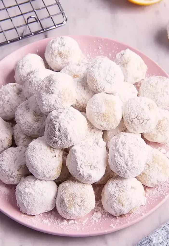 Raspberry Almond Snowball Cookie