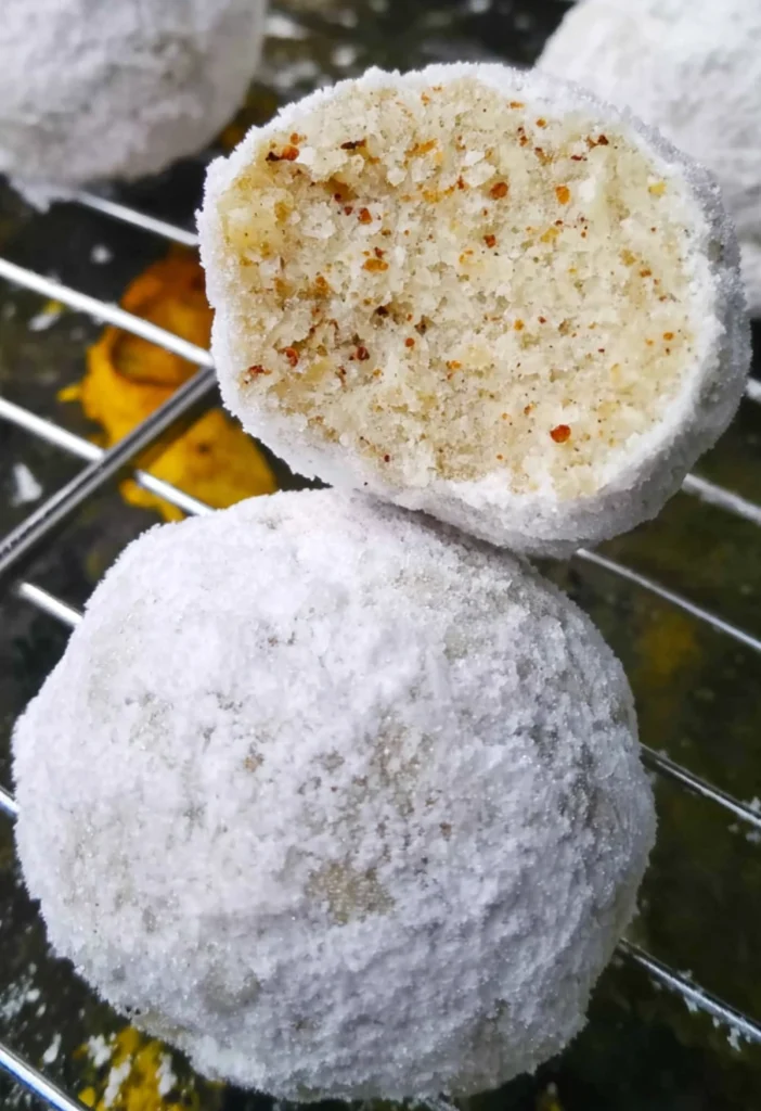 Raspberry Almond Snowball Cookie