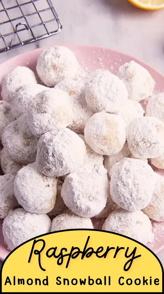 Raspberry Almond Snowball Cookie