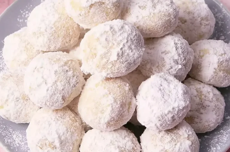 Raspberry Almond Snowball Cookie
