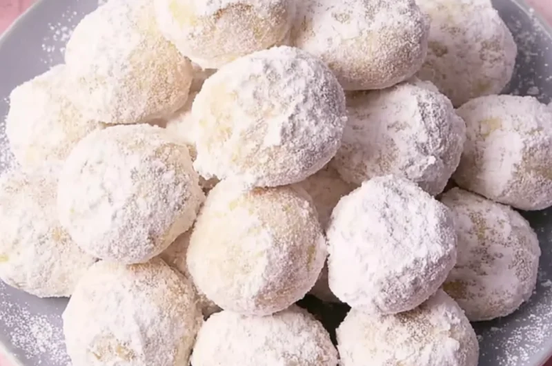 Raspberry Almond Snowball Cookie