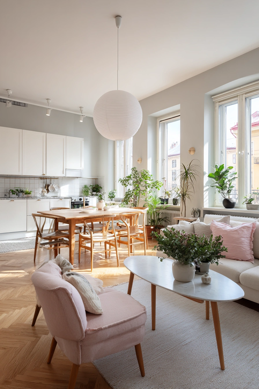 Soft Scandinavian Living Kitchen Glow