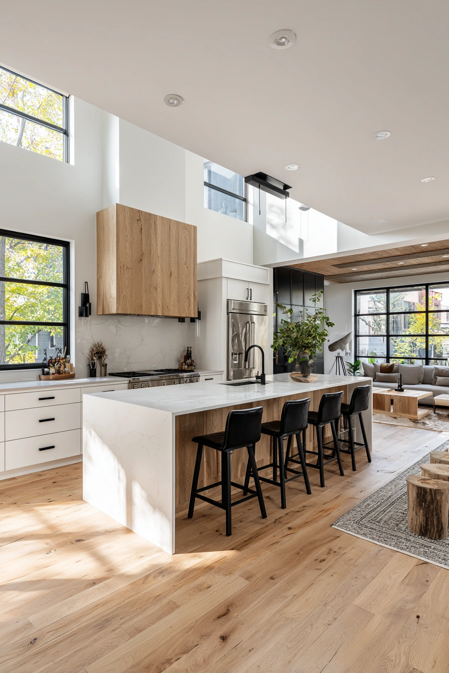Modern Warm Open Living Kitchen