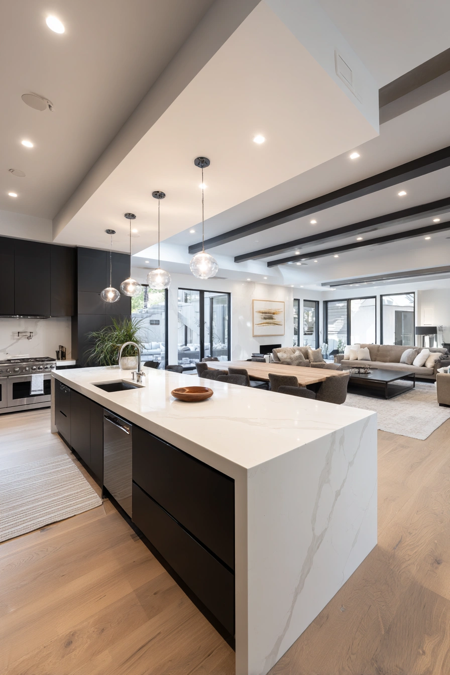 Sleek Cozy Open Living Kitchen