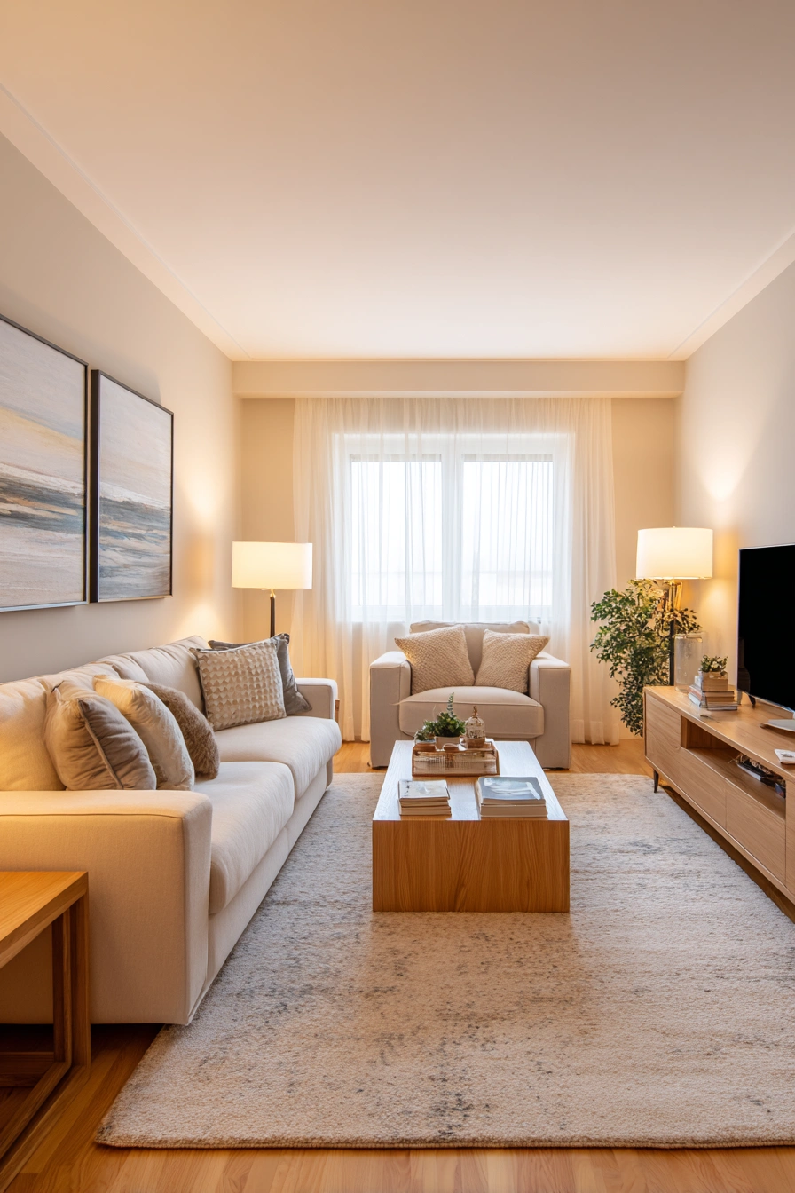 Warm Minimal Living Room Comfort